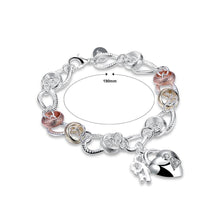 Load image into Gallery viewer, Simple Heart Lock Flower Key Bracelet with Austrian Element Crystal - Glamorousky