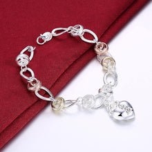 Load image into Gallery viewer, Simple Heart Lock Flower Key Bracelet with Austrian Element Crystal - Glamorousky