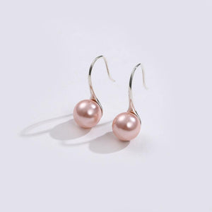 925 Sterling Silver Elegant Simple Fashion Rose Red Pearl  Earrings - Glamorousky