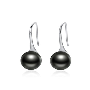925 Sterling Silver Elegant Simple Fashion Black Pearl Earrings - Glamorousky