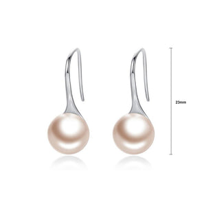 925 Sterling Silver Elegant Simple Fashion Beige Pearl Earrings - Glamorousky