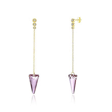 Load image into Gallery viewer, 925 Sterling Silver Elegant Sparkling Long Earrings with Pink Austrian Element Crystal - Glamorousky