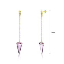 Load image into Gallery viewer, 925 Sterling Silver Elegant Sparkling Long Earrings with Pink Austrian Element Crystal - Glamorousky