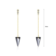 Load image into Gallery viewer, 925 Sterling Silver Elegant Sparkling Long Earrings with Black Austrian Element Crystal - Glamorousky