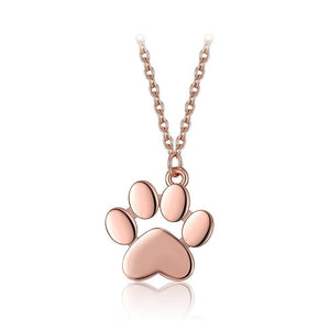 925 Sterling Silver Plated Rose Gold Cute Cat Claw Pendant with Necklace - Glamorousky