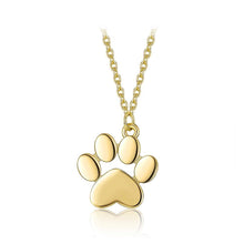 Load image into Gallery viewer, 925 Sterling Silver Plated Gold Cute Cat Paw Pendant with Necklace - Glamorousky