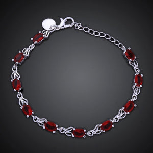 Fashion Minimalist Oval Bracelet with Red Austrian Element Crystal - Glamorousky