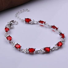 Load image into Gallery viewer, Fashion Minimalist Oval Bracelet with Red Austrian Element Crystal - Glamorousky