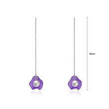 Load image into Gallery viewer, 925 Sterling Silver Elegant Fashion Purple Long Shell Pearl Earrings and Ear Wire - Glamorousky