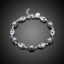 Load image into Gallery viewer, Simple Leaf Bracelet with Purple Austrian Element - Glamorousky