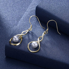 Load image into Gallery viewer, 925 Sterling Silver Elegant Plated Champagne Gold Pearl Earrings - Glamorousky