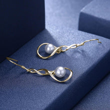 Load image into Gallery viewer, 925 Sterling Silver Elegant Plated Champagne Gold Pearl Earrings - Glamorousky