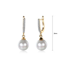 Load image into Gallery viewer, Elegant Plated Rose Gold Pearl Earrings with Austrian Element Crystal - Glamorousky
