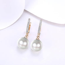 Load image into Gallery viewer, Elegant Plated Rose Gold Pearl Earrings with Austrian Element Crystal - Glamorousky