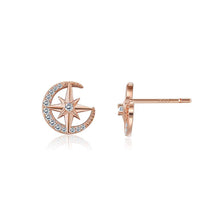 Load image into Gallery viewer, Sparkling Plated Rose Gold Star Stud Earrings with Austrian Element Crystal - Glamorousky