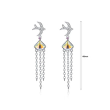 Load image into Gallery viewer, 925 Sterling Silver Cute Little Swallow Tassel Earrings with Color Austrian Element Crystal - Glamorousky