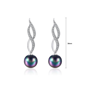 Elegant Sparkling Fashion Black Pearl Earrings with Austrian Element Crystal - Glamorousky