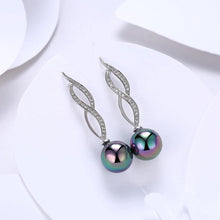 Load image into Gallery viewer, Elegant Sparkling Fashion Black Pearl Earrings with Austrian Element Crystal - Glamorousky