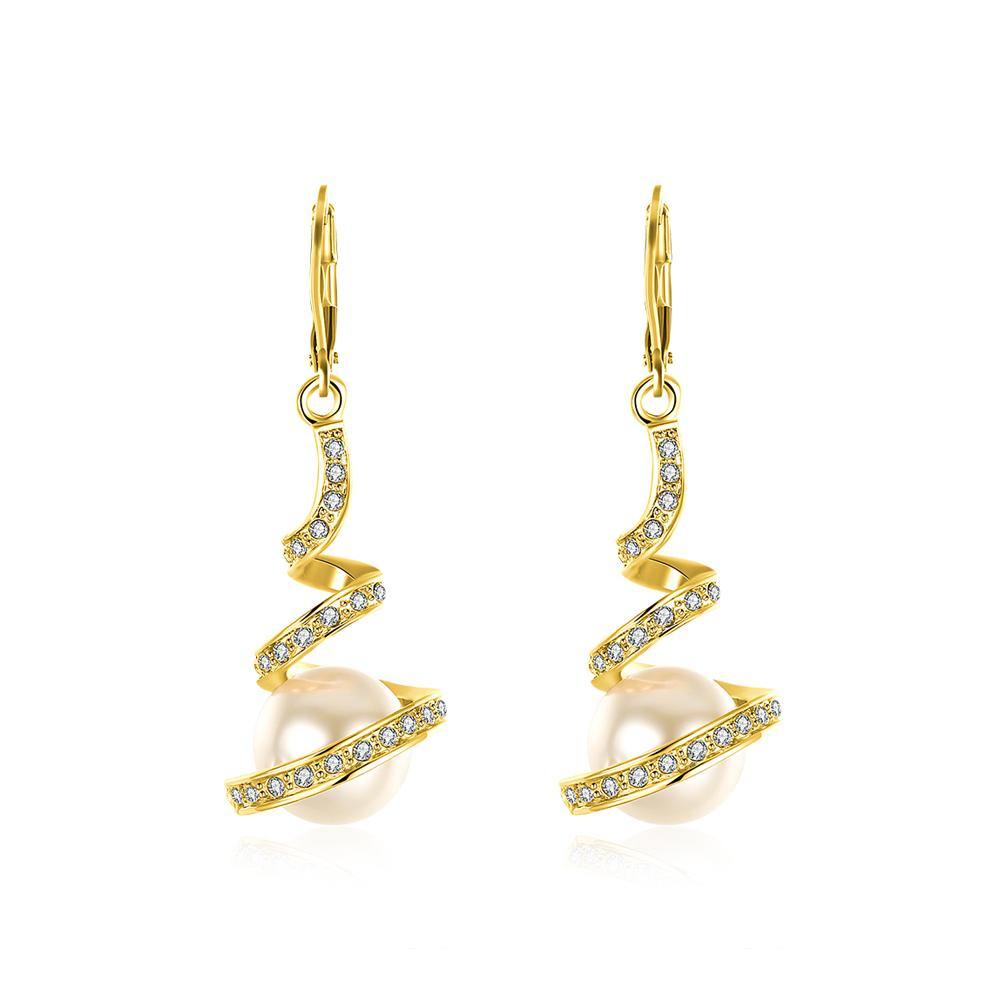 Fashion Plated Gold Earrings with Pearls and Austrian Element Crystals - Glamorousky