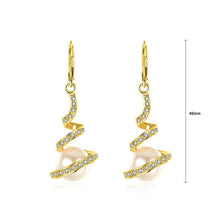 Load image into Gallery viewer, Fashion Plated Gold Earrings with Pearls and Austrian Element Crystals - Glamorousky