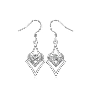 Simple Geometric Diamond Earrings with Austrian Element Crystal - Glamorousky