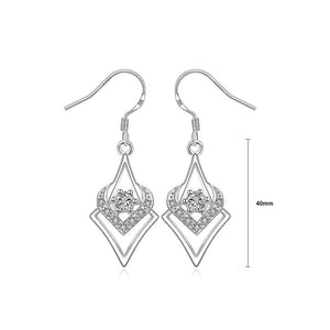 Simple Geometric Diamond Earrings with Austrian Element Crystal - Glamorousky
