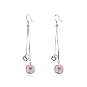 925 Sterling Silver Elegant Sweet and Romantic Flower Long Tassel Earrings - Glamorousky