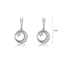 Load image into Gallery viewer, 925 Sterling Silver Romantic Star Moon Earrings  with Austrian Element Crystal - Glamorousky