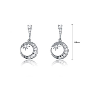 925 Sterling Silver Romantic Star Moon Earrings  with Austrian Element Crystal - Glamorousky