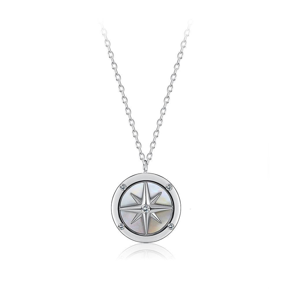 925 Sterling Silver Simple Star Pendant with Austrian Element Crystal and Necklace - Glamorousky