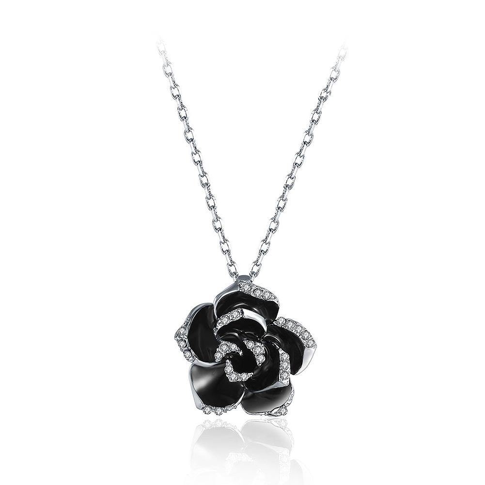 Romantic Rose Pendant with Austrian Element Crystal and Necklace - Glamorousky