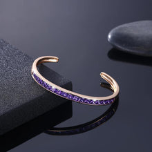 Load image into Gallery viewer, Fashion Plated Champagne Gold Open Bangle with Purple Cubic Zircon - Glamorousky