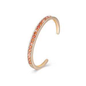 Elegant Plated Champagne Gold Open Bangle with Gold Cubic Zirconia - Glamorousky