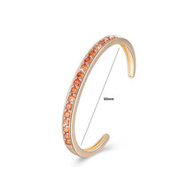 Load image into Gallery viewer, Elegant Plated Champagne Gold Open Bangle with Gold Cubic Zirconia - Glamorousky