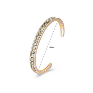 Elegant Plated Rose Gold Open Bangle with Green Cubic Zircon - Glamorousky