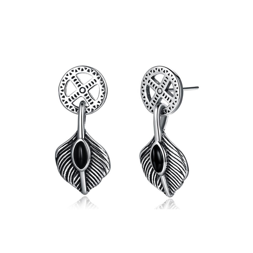 925 Sterling Silver Retro Fashion Leaf Earrings - Glamorousky