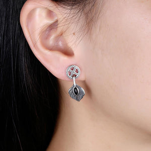 925 Sterling Silver Retro Fashion Leaf Earrings - Glamorousky