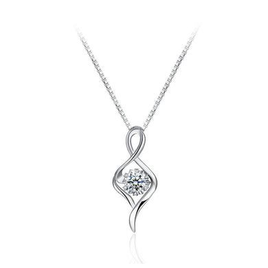925 Sterling Silver Simple Fashion Pendant  Necklace with Cubic Zircon - Glamorousky