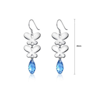 925 Sterling Silver Elegant Romantic Butterfly Earrings with Blue Austrian Element Crystal - Glamorousky