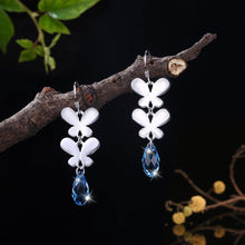 Load image into Gallery viewer, 925 Sterling Silver Elegant Romantic Butterfly Earrings with Blue Austrian Element Crystal - Glamorousky
