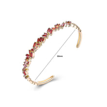 Load image into Gallery viewer, Elegant Plated Champagne Gold Open Bangle with Irregular Red Cubic Zircon - Glamorousky