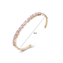 Load image into Gallery viewer, Elegant Plated Champagne Gold Open Bangle with Pink Cubic Zirconia - Glamorousky