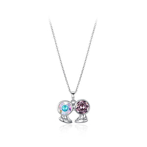 925 Sterling Silver Fashion Gemini Pendant with Austrian Element Crystal and Necklace - Glamorousky