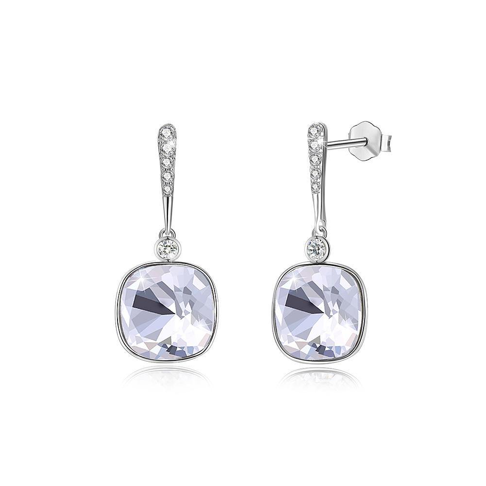 925 Sterling Silver Elegant Fashion Simple Sparkling White Austrian element Crystal Earrings - Glamorousky