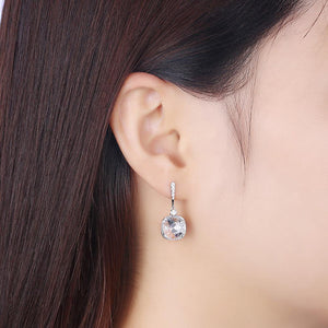 925 Sterling Silver Elegant Fashion Simple Sparkling White Austrian element Crystal Earrings - Glamorousky