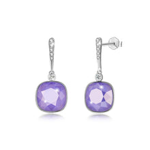 Load image into Gallery viewer, 925 Sterling Silver Elegant Fashion Simple Sparkling Purple Austrian element Crystal Earrings - Glamorousky