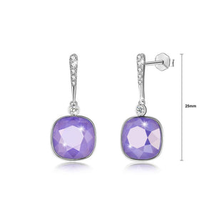 925 Sterling Silver Elegant Fashion Simple Sparkling Purple Austrian element Crystal Earrings - Glamorousky