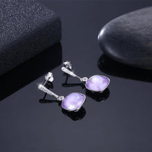 Load image into Gallery viewer, 925 Sterling Silver Elegant Fashion Simple Sparkling Purple Austrian element Crystal Earrings - Glamorousky