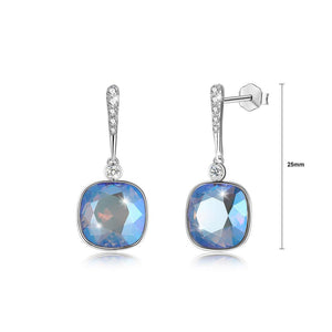 925 Sterling Silver Elegant Fashion Simple Sparkling Multicolor Blue  Austrian Element Crystal Earrings - Glamorousky