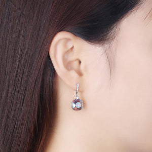 925 Sterling Silver Elegant Fashion Simple Sparkling Multicolor Blue  Austrian Element Crystal Earrings - Glamorousky